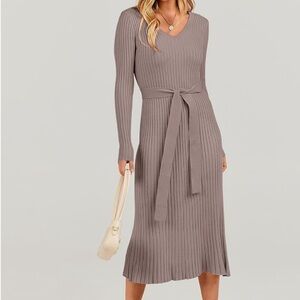Amazon Women's Ribbed Midi Dress - Taupe missing belt